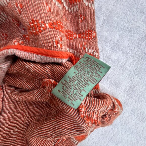 Anthropologie HWR Womens Jacket Large Orange Geo Woven Basic 3/4 Sleeve Cotton - Picture 5 of 8